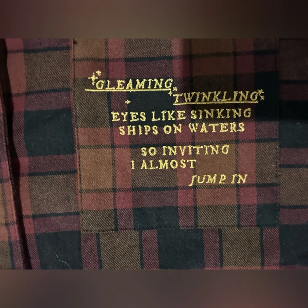 Evermore "I Almost Jumped In" flannel pajama top button up Taylor Swift Top only - Picture 6 of 12